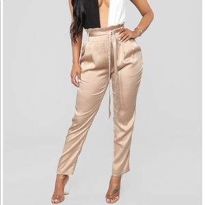 Tie Waist Satin Pants Trousers